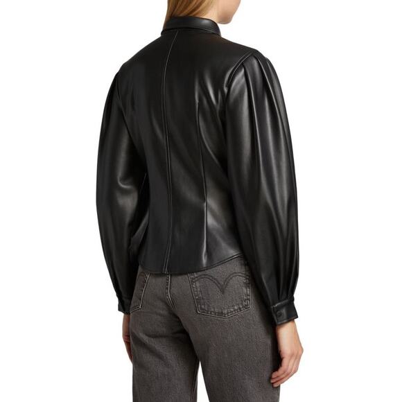 En Saison Rylee Faux Vegan Leather Button Front Long Sleeve Shirt Small S NEW - Picture 8 of 10